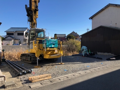 大切な地盤改良工事です@清水区蒲原