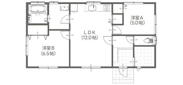 フラットわんずプラスFLAT ONE’S+18坪2LDK平屋間取りプラン